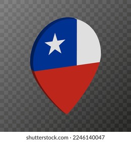 Map pointer with Chile flag. Vector illustration.