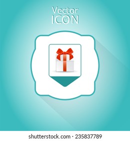 Map pointer - Christmas Gift box with ribbon and bow.  Made in vector illustration
