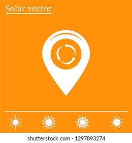 Map pointer with circle of arrows flat icon. Vector Eps 10