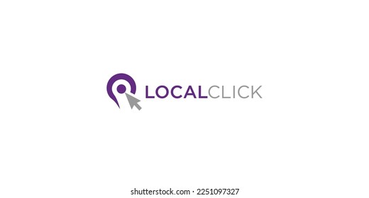 map pointer and click logo combination. GPS locator and cursor symbol or icon