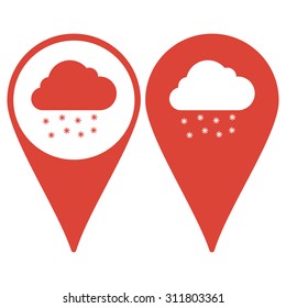 Map pointer. cloud rain icon.  Flat design style eps 10