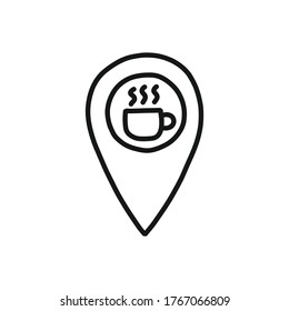 map pointer coffee doodle icon, vector illustration