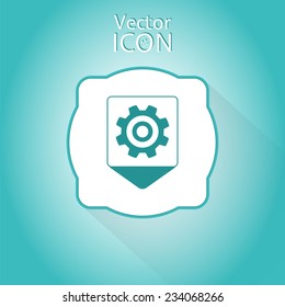 Map pointer - cogwheel and development icon. Flat design style. Made in vector illustration