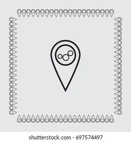 Map pointer with cogwheels icon, settings vector illustration
