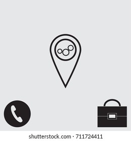 Map pointer with cogwheels icon, settings vector illustration