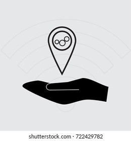 Map pointer with cogwheels icon, settings vector illustration