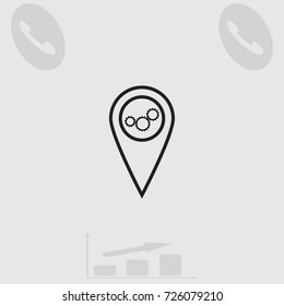 Map pointer with cogwheels icon, settings vector illustration
