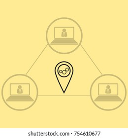Map pointer with cogwheels icon, settings vector illustration