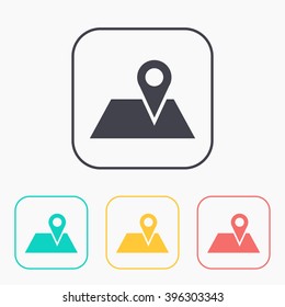 Map pointer color icon set 