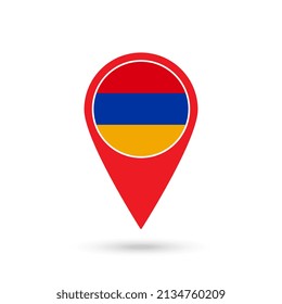 Map pointer with contry Armenia. Armenia flag. Vector illustration.