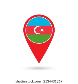 Map pointer with contry Azerbaijan. Azerbaijan flag. Vector illustration.