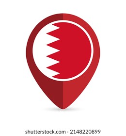Map pointer with contry Bahrain. Bahrain flag. Vector illustration.
