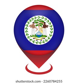 Map pointer with contry Belize. Belize flag. Vector illustration.