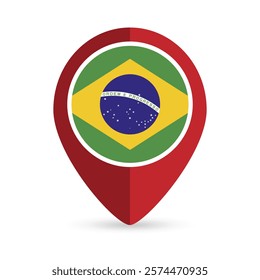 Map pointer with contry Brazil. Vector illustration.