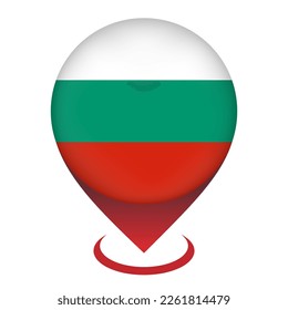 Map pointer with contry Bulgaria. Bulgaria flag. Vector illustration.