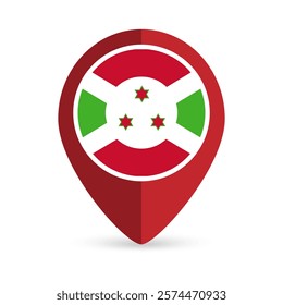 Map pointer with contry Burundi. Vector illustration.