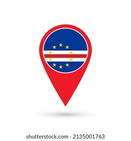 Map pointer with contry Cape Verde. Cape Verde flag. Vector illustration.