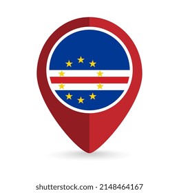 Map pointer with contry Cape Verde. Cape Verde flag. Vector illustration.