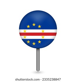 Map pointer with contry Cape Verde. Cape Verde flag. Vector illustration.