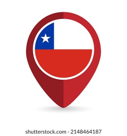 Map pointer with contry Chile. Chile flag. Vector illustration.