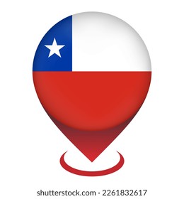 Map pointer with contry Chile. Chile flag. Vector illustration.