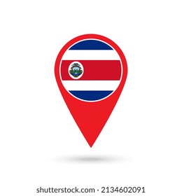Map pointer with contry Costa Rica. Costa Rica flag. Vector illustration.