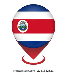 Map pointer with contry Costa Rica. Costa Rica flag. Vector illustration.