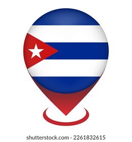 Map pointer with contry Cuba. Cuba flag. Vector illustration.