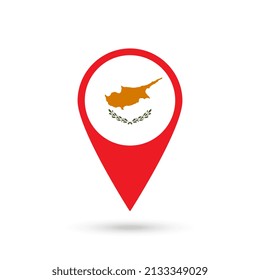 Map pointer with contry Cyprus. Cyprus flag. Vector illustration.