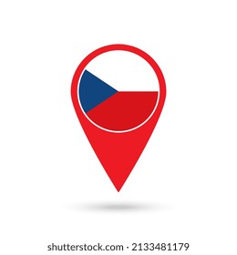 Map pointer with contry Czech Republic. Czech Republic flag. Vector illustration.