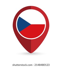 Map pointer with contry Czech Republic. Czech Republic flag. Vector illustration.