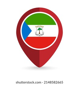 Map pointer with contry Equatorial Guinea. Equatorial Guinea flag. Vector illustration.