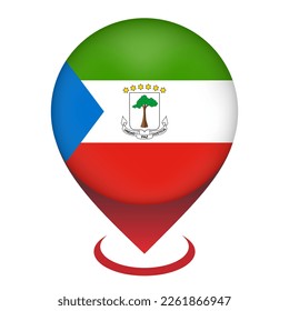 Map pointer with contry Equatorial Guinea. Equatorial Guinea flag. Vector illustration.
