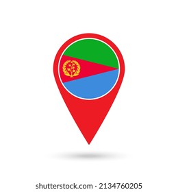 Map pointer with contry Eritrea. Eritrea flag. Vector illustration.