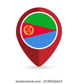 Map pointer with contry Eritrea. Eritrea flag. Vector illustration.