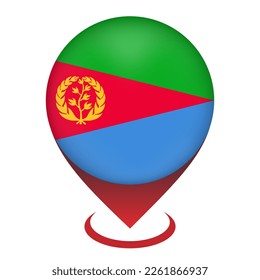 Map pointer with contry Eritrea. Eritrea flag. Vector illustration.