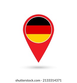 Map pointer with contry Germany. Germany flag. Vector illustration.