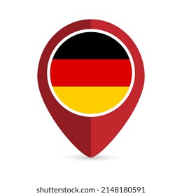 Map pointer with contry Germany. Germany flag. Vector illustration.