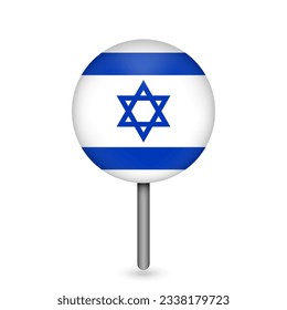 Map pointer with contry Israel. Israel flag. Vector illustration.