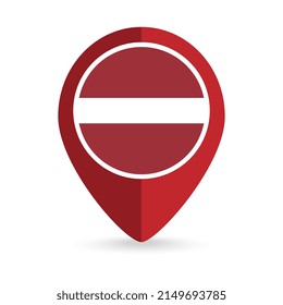 Map pointer with contry Latvia. Latvia flag. Vector illustration.