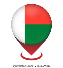 Map pointer with contry Madagascar. Madagascar flag. Vector illustration.