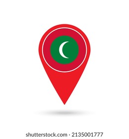 Map pointer with contry Maldives. Maldives flag. Vector illustration.