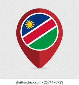 Map pointer with contry Namibia. Vector illustration.