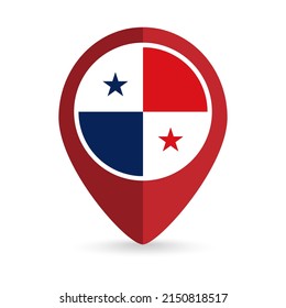 Map pointer with contry Panama. Panama flag. Vector illustration.