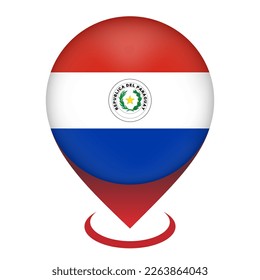 Map pointer with contry Paraguay. Paraguay flag. Vector illustration.