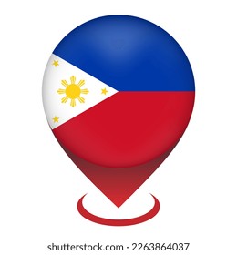 Map pointer with contry Philippines. Philippines flag. Vector illustration.