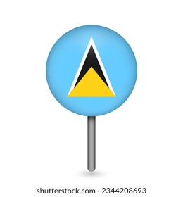 Map pointer with contry Saint Lucia. Saint Lucia flag. Vector illustration.