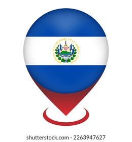 Map pointer with contry Salvador. Salvador flag. Vector illustration.