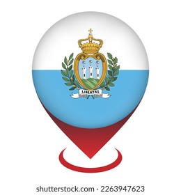 Map pointer with contry San Marino. San Marino flag. Vector illustration.