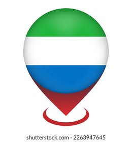 Map pointer with contry Sierra Leone. Sierra Leone flag. Vector illustration.